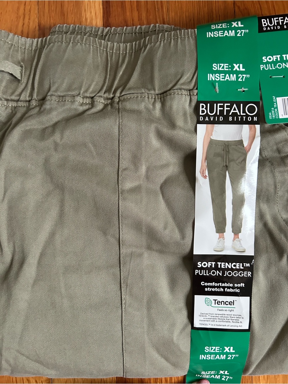 BUFFALO David Bitton Olive Green Soft Tencel Pull-On Joggers